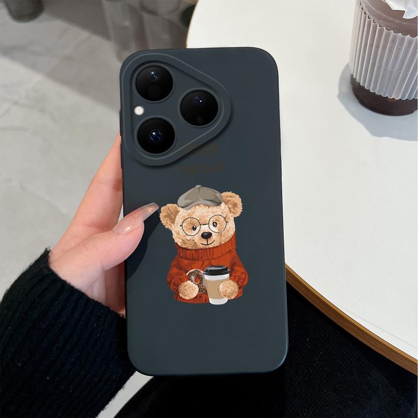 

Для Huawei Pura 80 Pro Nova 4E 5T Y70 Y72 6 7 8 9 SE Y61 Y90 Чехол для телефона Милый мишка Жидкий силикон Противоударная защита Мягкие чехлы Для Huawei Shell Huawei Pura 80