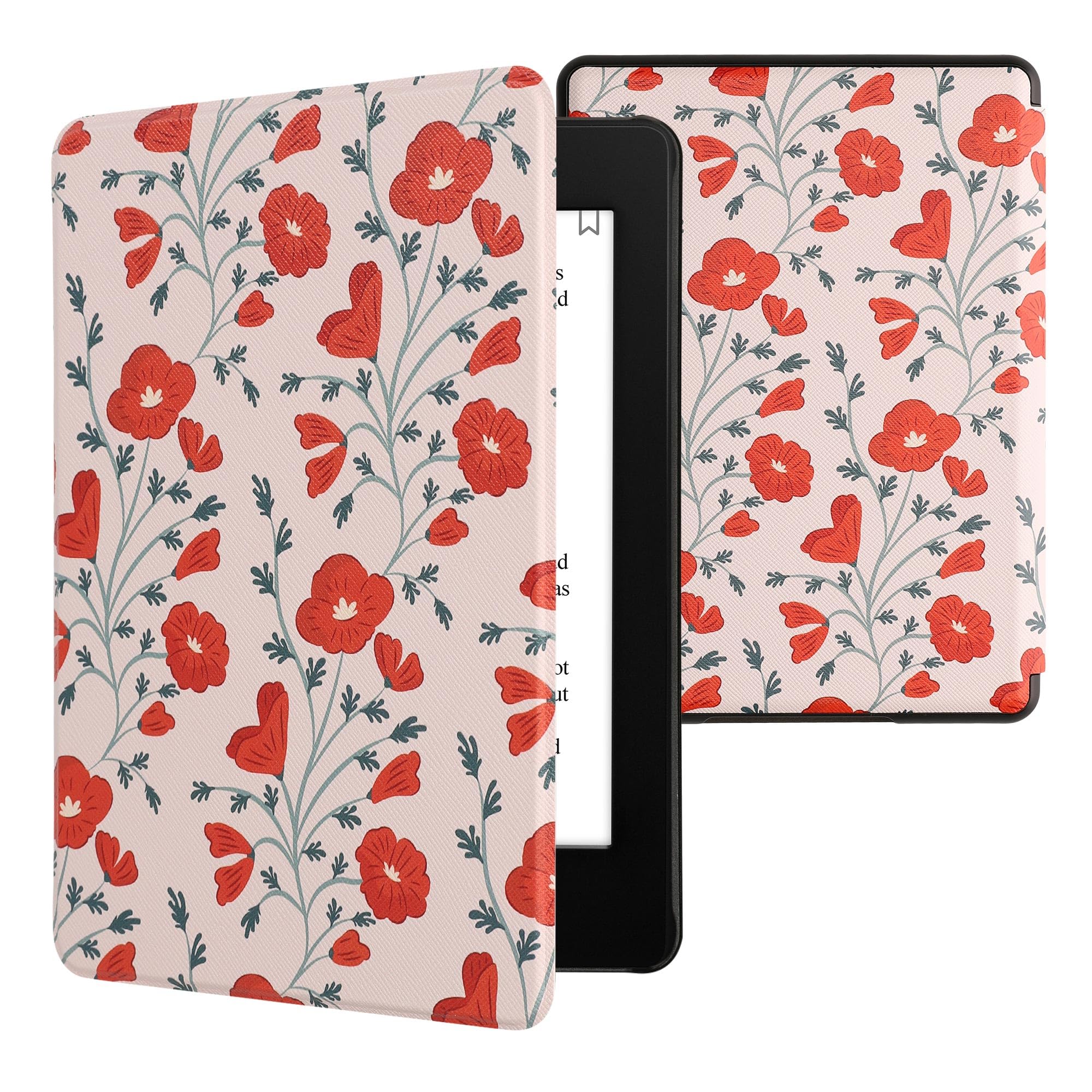 

kwmobile Case for Amazon Kindle Paperwhite Generation with Auto Sleep and PU 11. (2021) - E-Reader Sleep, Leather, Red/Green/Beige