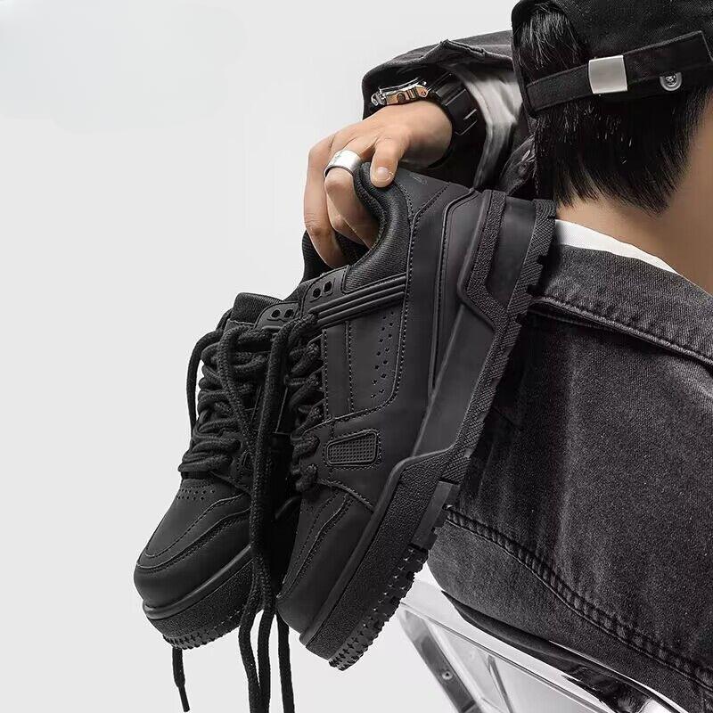 Mode 2024 Neue runde Zehenpartie, dicksohlige Schnür-Board-Schuhe sind vielseitige, lässige, erhöhte Sport-Skateboard-Schuhe, Partnerschuhe