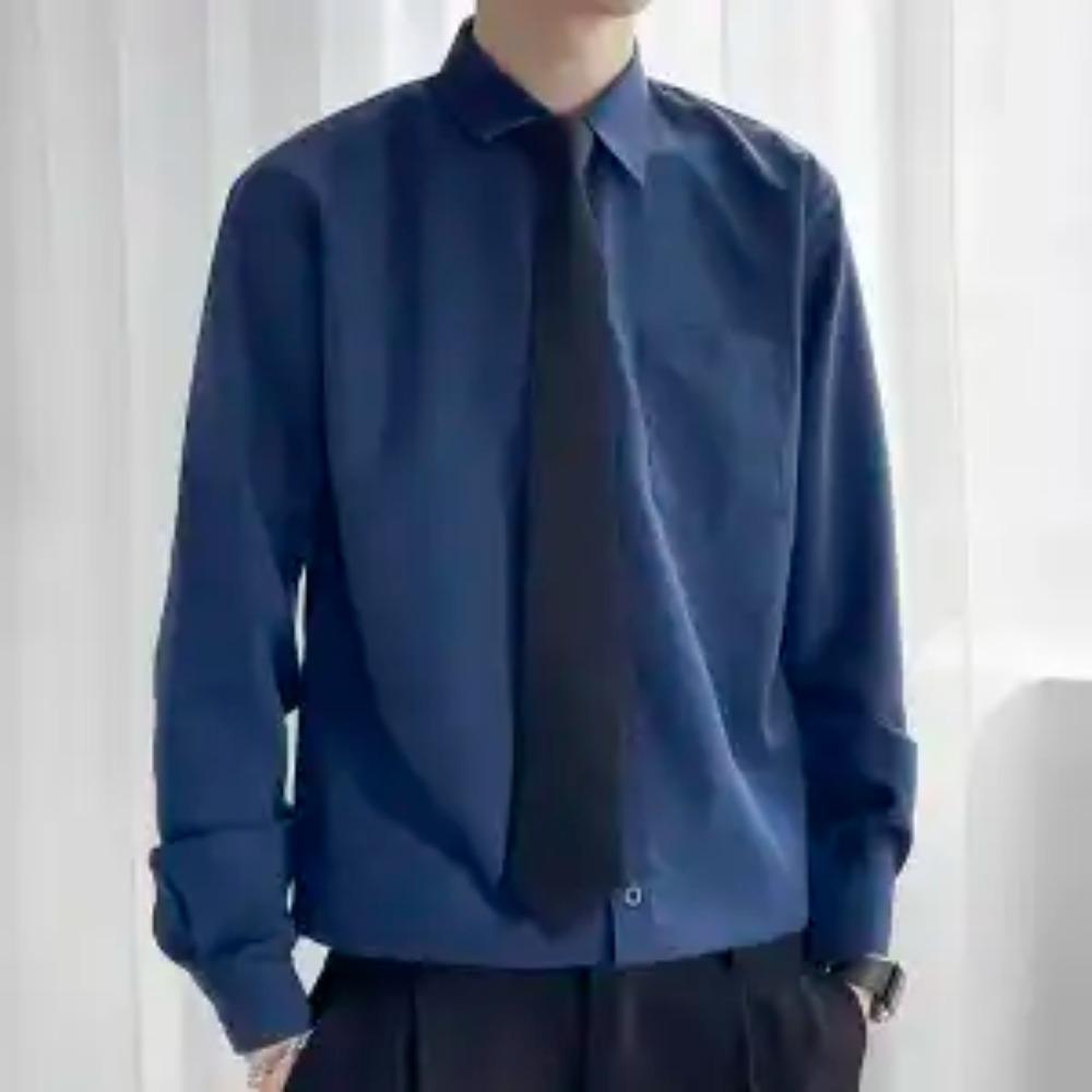 

Бесплатный галстук Мужская рубашка Деловая Профессиональная Работа Высококлассная Тонкая Рабочая одежда Повседневная Мужская С длинным рукавом Топы 3XL темно-синий