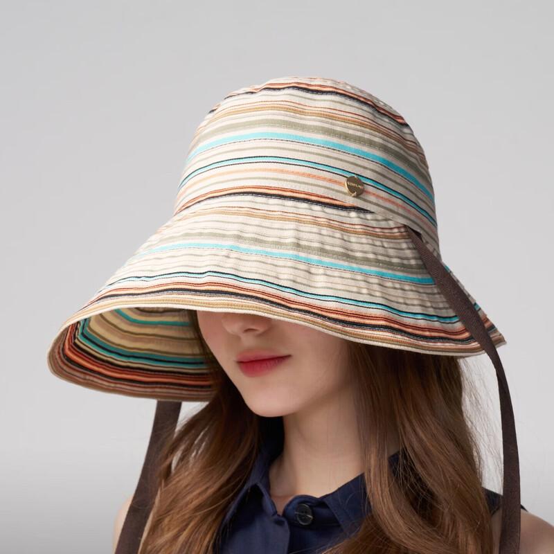 Camon Women s Striped UV Protection Wide Brim Bucket Hat 57cm