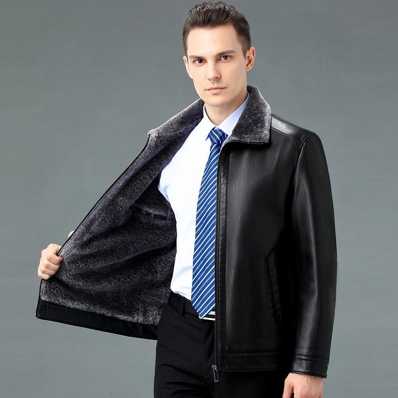 Giacca in vera pelle per abbigliamento autunnale e invernale da uomo Giacca in pelle di pecora da uomo felpata e ispessita