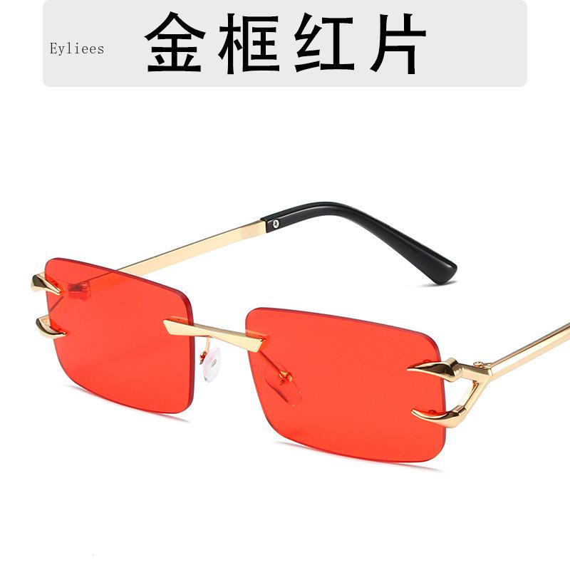 Latest Fashion Vintage Rectangle Sunglasses Rimless Frameless Gradient UV400 Shades Summer Traveling Sun Glasses for Women gafas