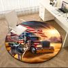 1pc American flag patriotic pet Round carpet Painted Printed circular carpet, home door mat, outdoor travel protection carpet