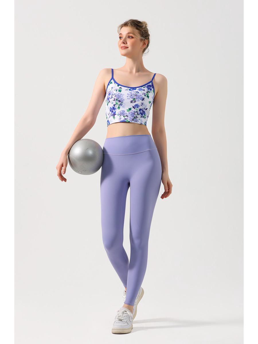 

Женский спортивный топ-майка премиум-класса с цветочным принтом и нагрудными вкладышами - Стильный топ-камезоль для спортзала и йоги L