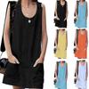 Sexy Women V Neck Sleeveless Pocket Blouse Shirt  Evening Party Beach Mini Dress