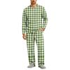 Men's Pajama Set Long Sleeve Top and Long Pants with Button Crotch and Elastic Drawstring Waist for Home Loungewear