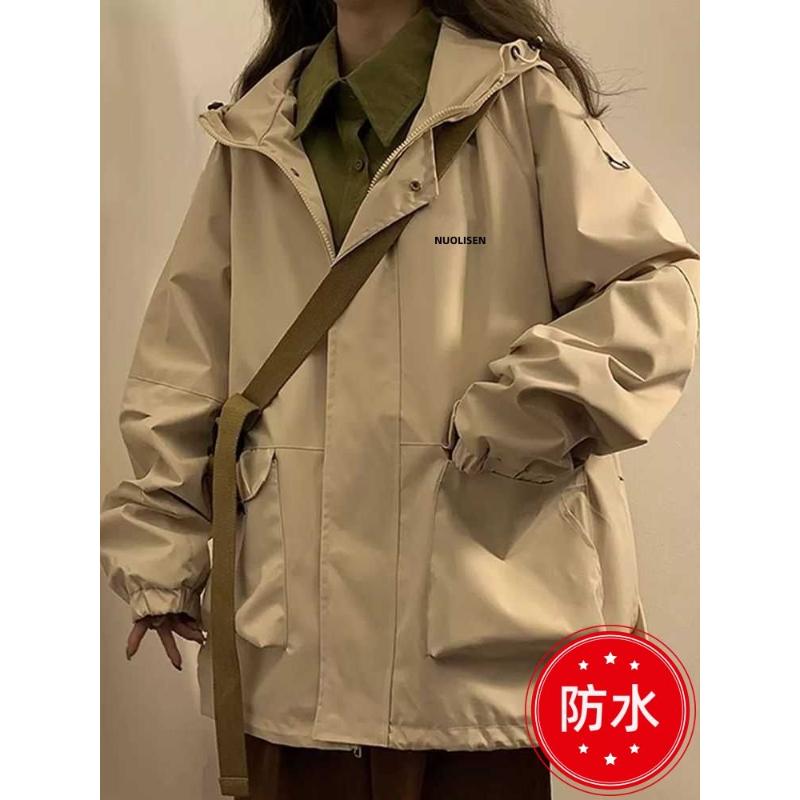 

Осенне-зимние куртки Модные Ретро Свободные Универсальные Рабочая одежда Однотонные Кардиганы на молнии Топы S хаки