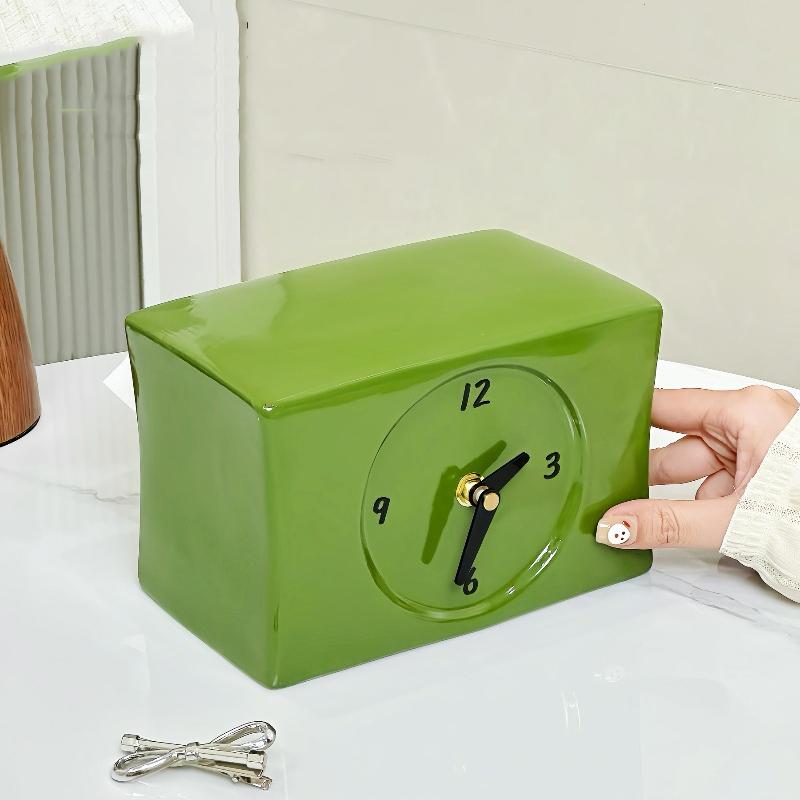 Creative Clock Tissue Box Home Living Room Coffee Table Ceramic Paper Box Desktop Napkins Storage Decorative Ornaments Furniture