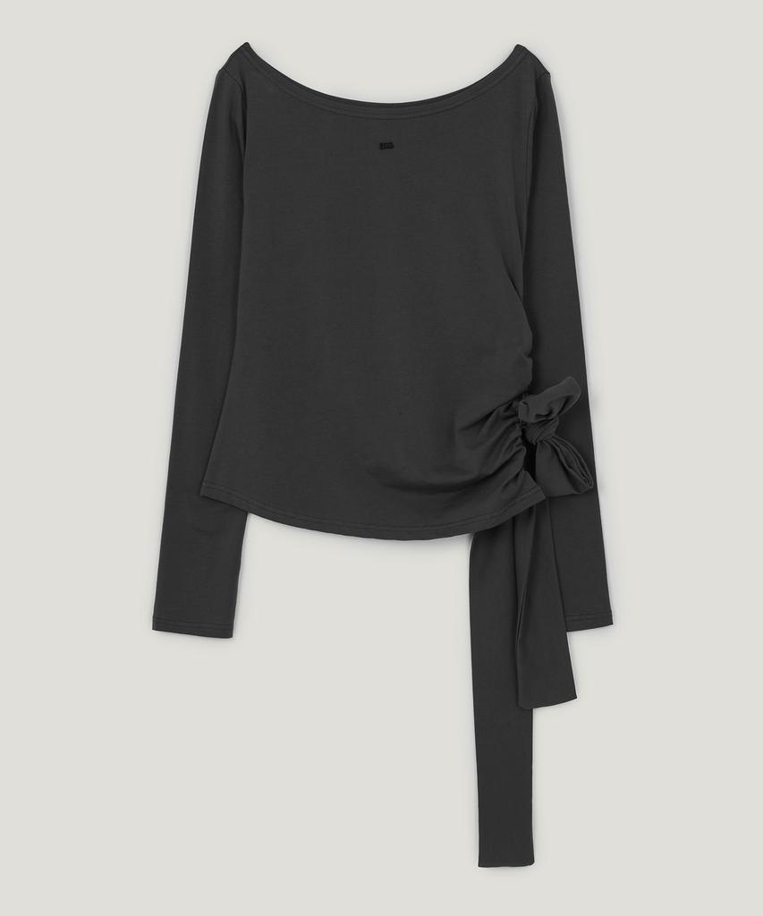 GROWHIDE Illove Asymmetrical Strap Long Sleeve T-Shirt_Charcoal