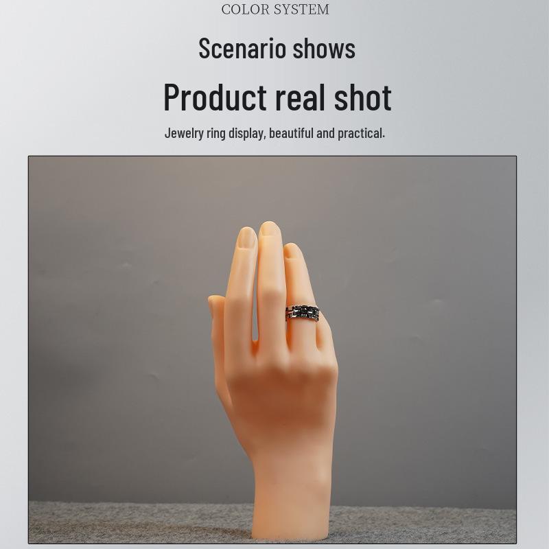 

Female Ring Display Hand Model - Black/White Skin Tone, Right Hand, Short Black