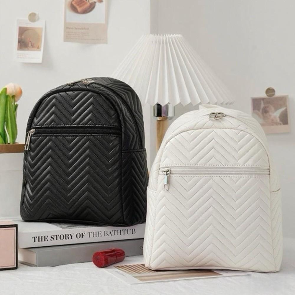 Elegant PU Leather Bag Korean Style Kids Mini Bag Fashion Triangular Stripes Backpack  Students