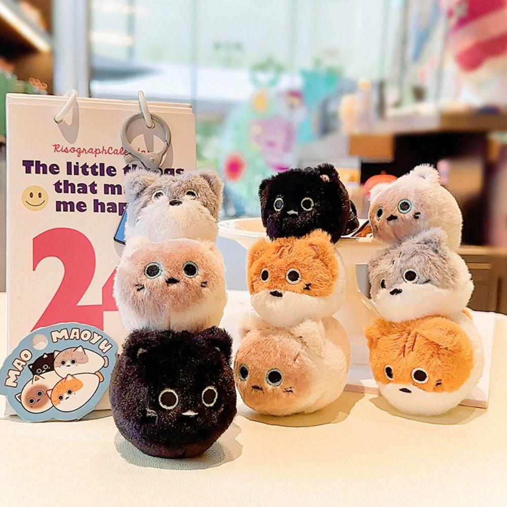 Lifelike Animal Cat Keychain Fluffy Simulation Cat Plush  Key Ring  Kids Gifts