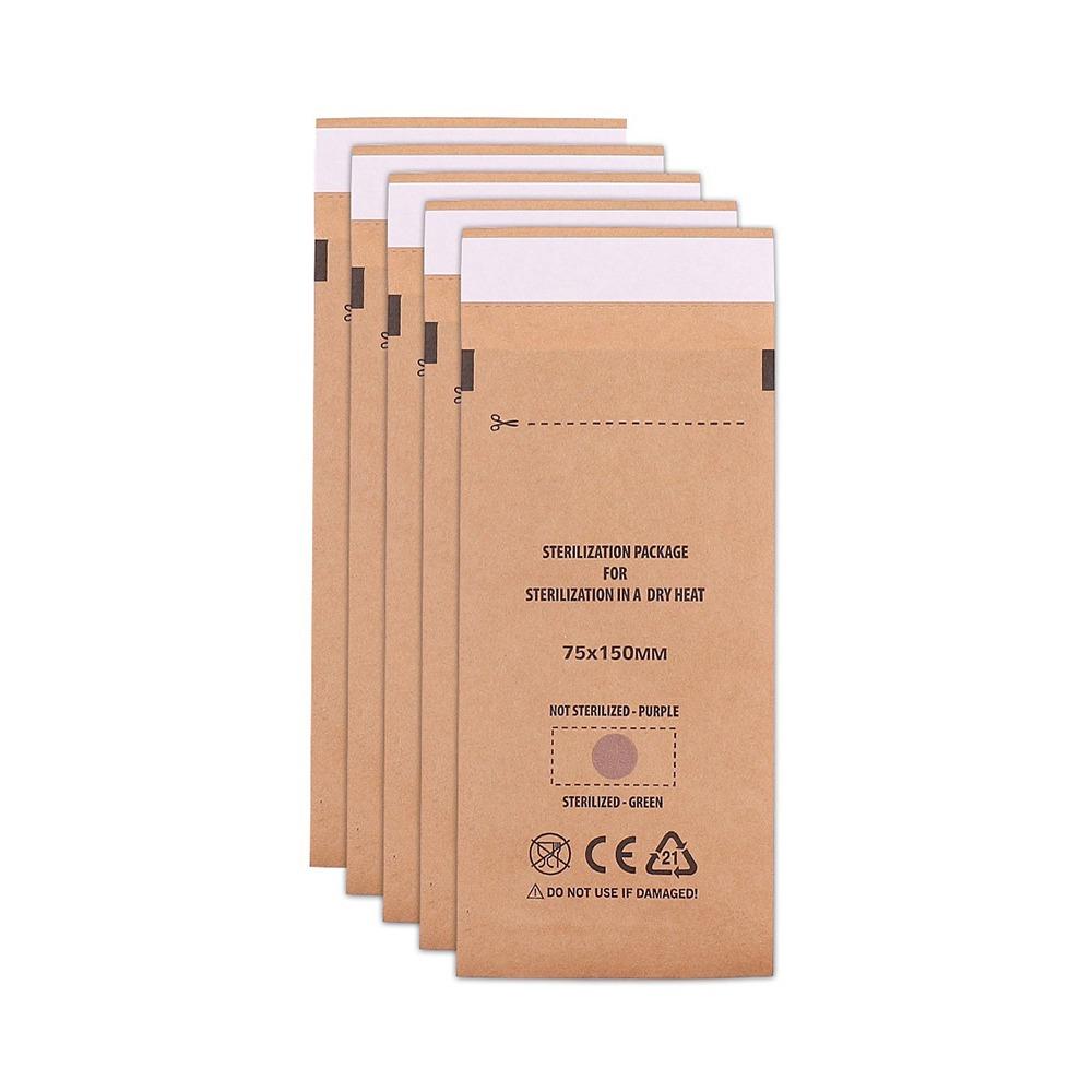

100Pcs Healthy Kraft Self-Sealing Bags Disposable Manicure Sterilizer Pouch Nail Salon 100Pcs 7.5*15cm