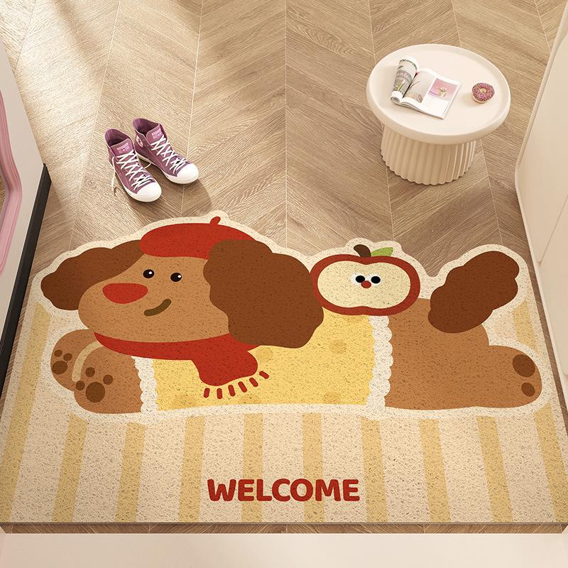 Cartoon Puppy Floor Mat, Door Mat, Silk Ring, Dirt-Resistant And Easy To Take Care Of, Foot Mat, Entrance Can Be Cut, Carpet Non-Slip Mat