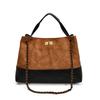 Vintage tote bag commuter premium sense lock large capacity shoulder bag contrasting color splicing chain women's bag