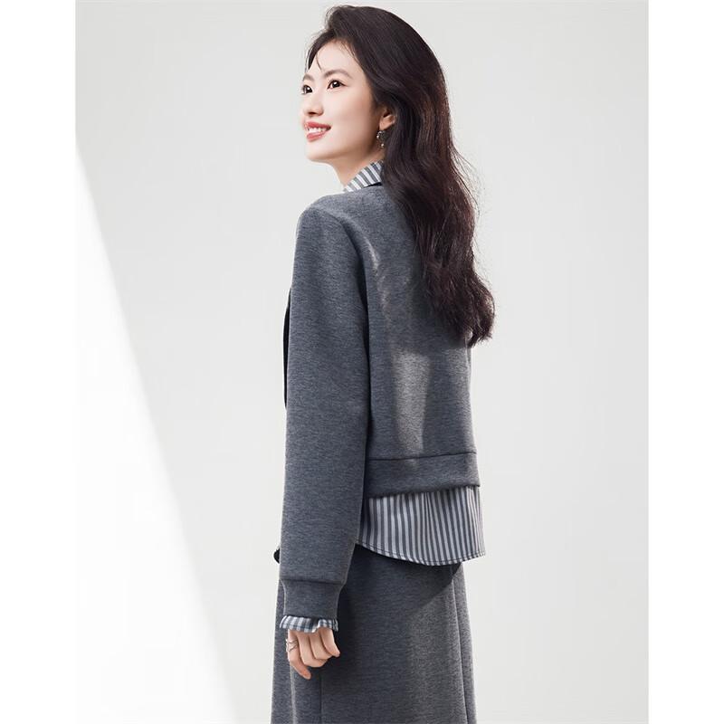 Women's Spliced Faux Two-Piece Long-Sleeve Sweatshirt