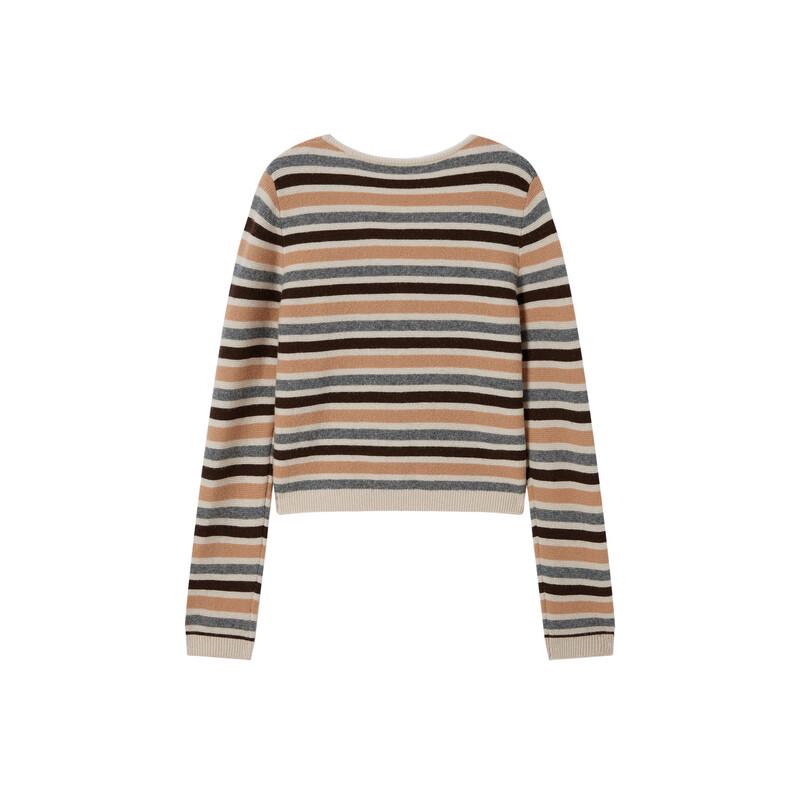 Elva' Island Women's V-Neck Striped Knit Cardigan