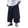 Men's Loose Fit Pants Hip-Hop Wide Leg Pants with Pockets Casual Black Layered Pants for Everyday Wear Street