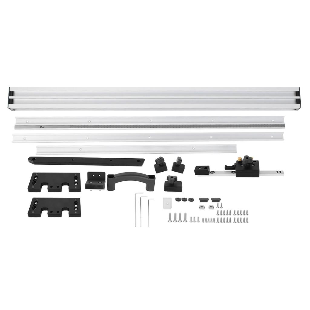 Table Saw Fence Set Black Silver Aluminum Alloy with Fine Adjustment Knob 800mm/1000mm