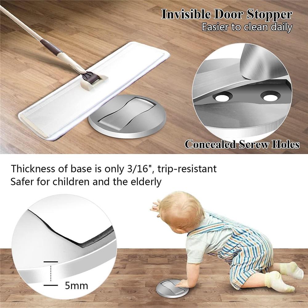 Magnetic Magnetic Door Stopper 2 Pack Brushed Stainless Steel Invisible Heavy Duty Magnetic Door Stops Silver No Drilling