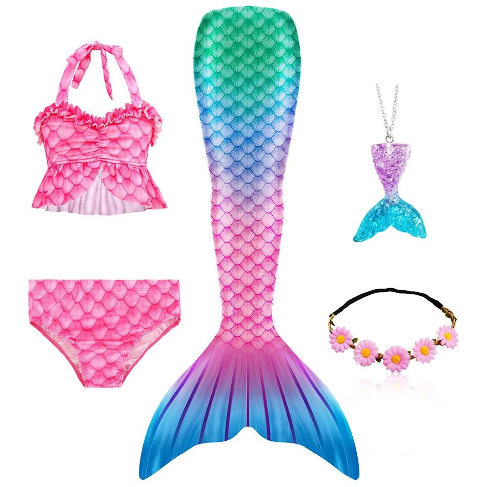 New The Little Mermaid Tails Ariel Memaid Swimsuit Bikini Bathing Suit Halloween Costume Girls Can Add Monofin for Pool Swim