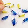 Trockenfliegen Angelköder-6/10Stk.-Blau&Gelb Maifliege Trockenfliegen Kristallfaden Seidenkörper Köder Größen#10 Für Forelle/Barsch/Karpfen usw. im Süßwasser oder Salzwasser.