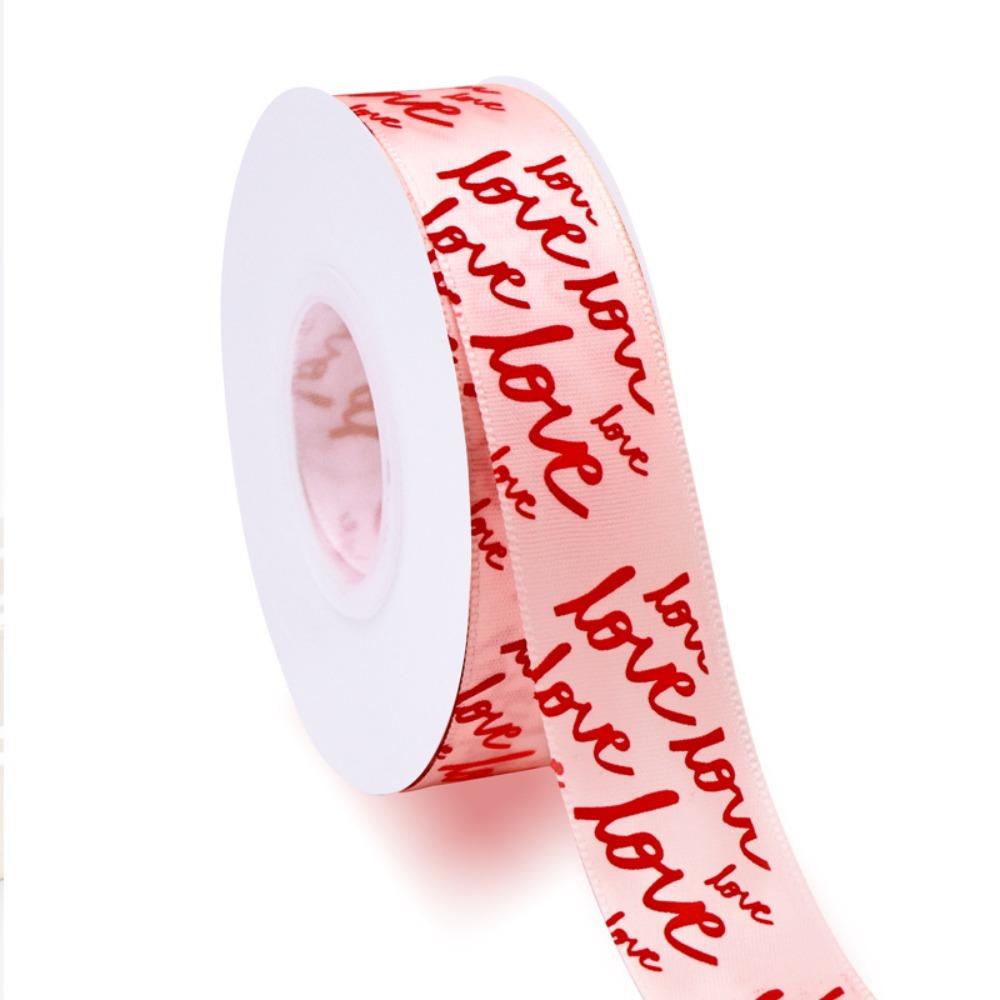 Romantic 2.5cm Valentine's Day Ribbon Heart Pattern Decorative LOVE Ribbon Satin Ribbon Romantic Occasions