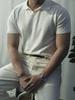 Men's Trendy Korean-Style Solid Color Knitted Polo Shirt