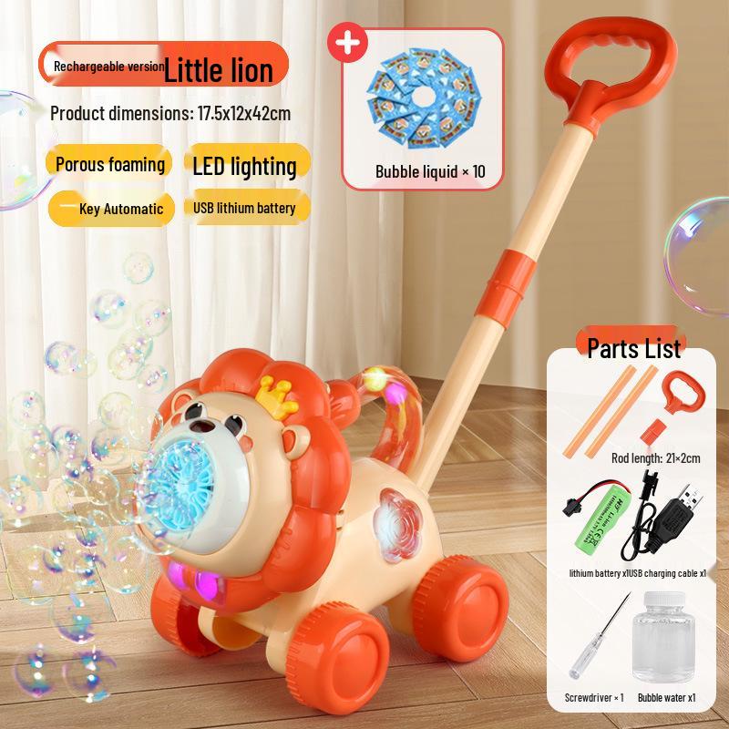 2025 Handheld Automatic Bubble Machine Toy for Kids – Outdoor Push Cart Bubble Blower
