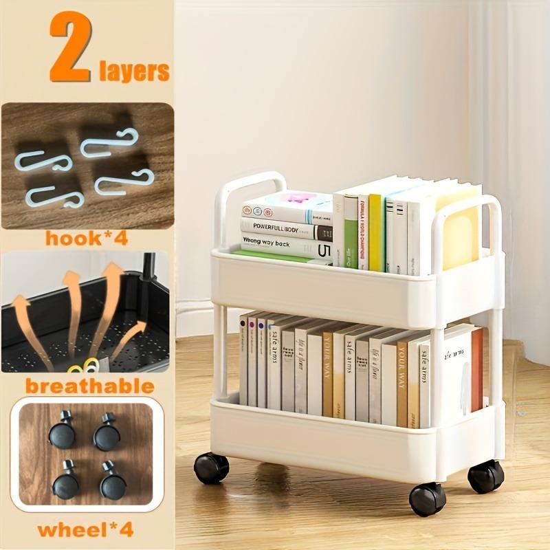 Бытовая многоярусная тележка-стеллаж напольная подходит для кухни спальни ванной комнаты с колесами 4190₽