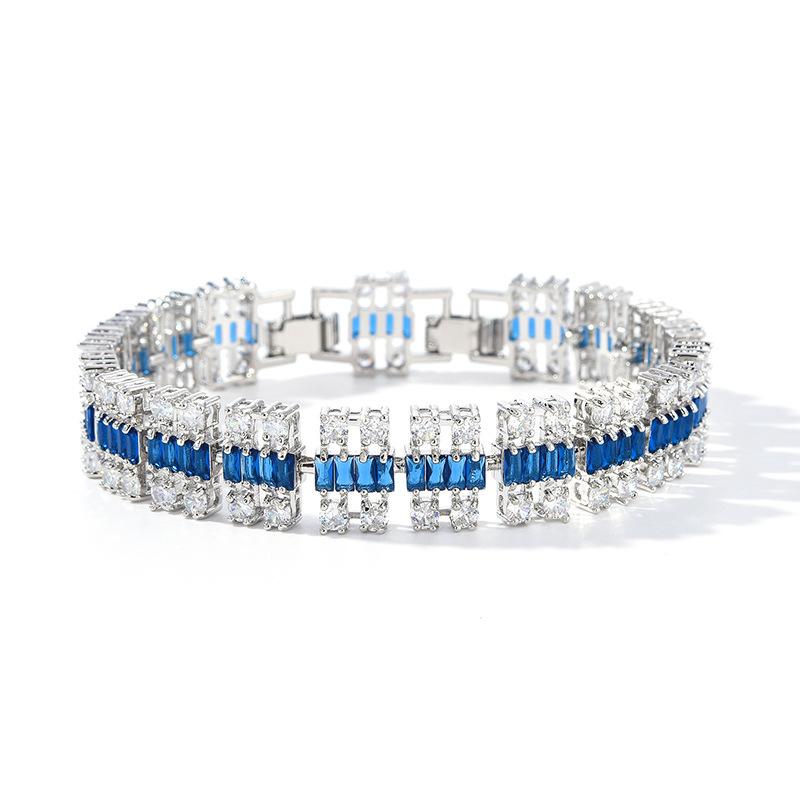 

Европейская и американская мода гальванизированный настоящий золотой циркон часы цепочка браслет три ряда