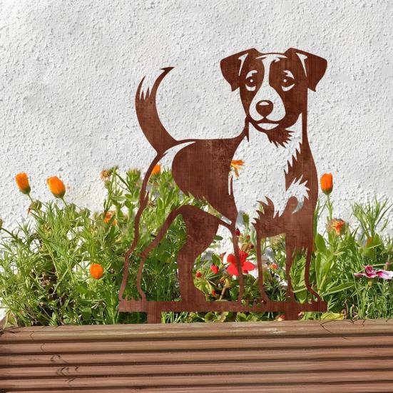 Outdoor Yard Art Decor Rusty Garden Decorative Stake, Metal Chicken Sloth Pig Dog Animals Silhouette Stakes Sculpture for Patio Lawn Flower