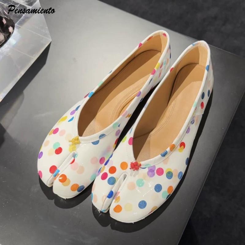 Fashion Shoes Cswo01 Women's Colorful Polka Dot Split Toe Ballet Flats Sweet Spring Summer Tabi Walking Loafers Casual Girls Dance Lazy Shoes Cm