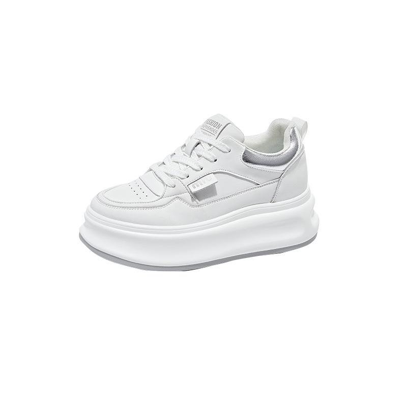 

Spring platform leather inner height increase white shoes women s platform sports shoes women s lace-up casual board shoes 32