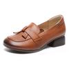 Fashion Women Pumps High Quality Black Genuine Leather Office High Heel Shoes Lady Fashion Round Toe Spring Autumn Casual Single Shoes