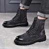 Fashion Men's Fashion Genuine Leather Boots Autumn Winter Shoes Outdoors Tooling Work Boot Vintage Handsome High Platform Desert Botas