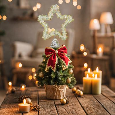 1/2 Stück Weihnachten 3D Baumspitze Stern Glitzernde Dekoration mit LED-Lichtern Bunte Seidenfäden Visuelle Anziehungskraft Feiertags-Saisondekor