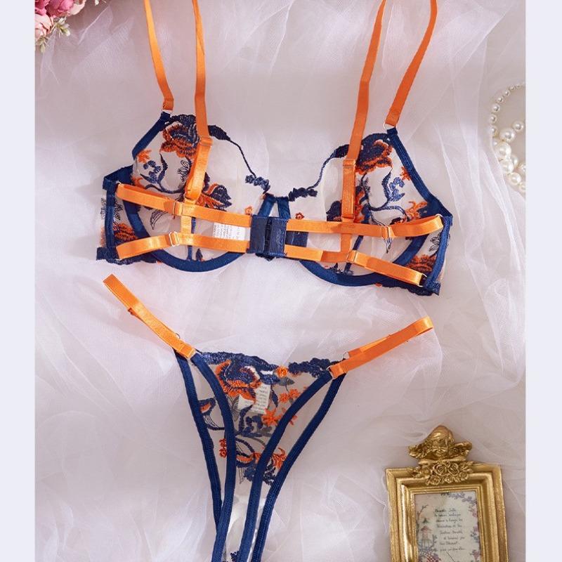 Completo divertente con ricami intimo sexy punto ricamo fiore a contrasto sex suit sexy