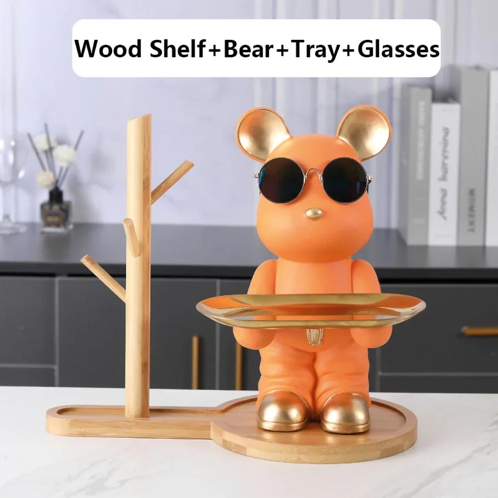 Bear Tray Bear Sculpture Piggy Bank Violent Bear Statue Resin Ornament Desktop Accessories Kids Gift Living Room Home Decor