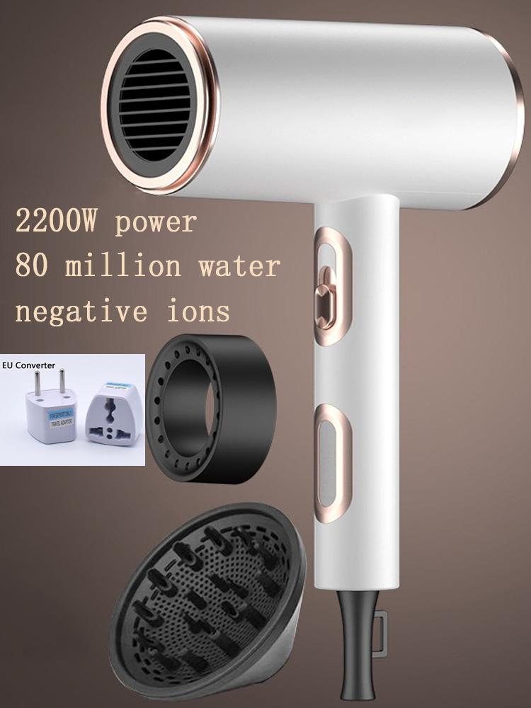 Przenośne suszarki do włosów Jon ujemny 1800W 2200W Trzybiegowa regulacja ogrzewania i chłodzenia Wysoka moc Niebieskie światło Antystatyczna suszarka nadmuchowa Urządzenia domowe