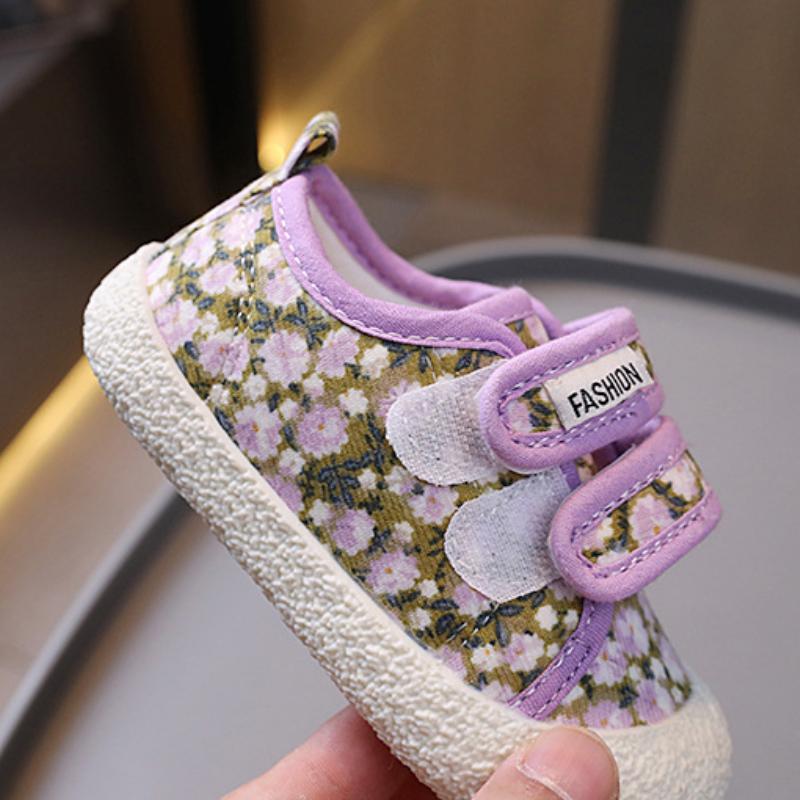 Spring and Autumn Boys and Girls College Style Retro Comfortable Wear-resistant Soft-soled Floral Canvas Shoes