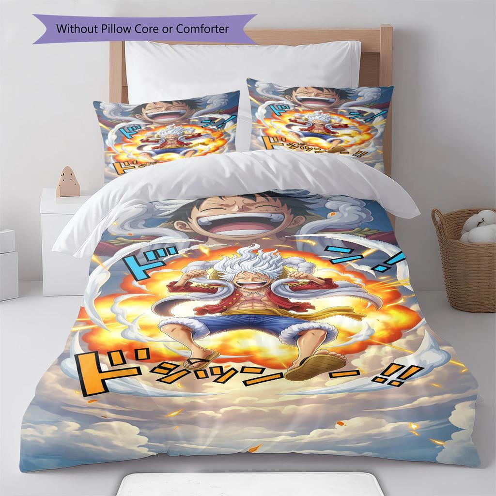 Luffy D Vzor Povlečení Přikrývka Sada Povlak na přikrývku Povlak na polštář Domov Narozeninový dárek(1 * povlak na peřinu + 2 * povlak na polštář, bez jádra)