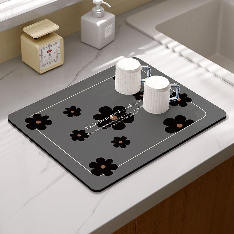 Summer Fruit Flower Kitchen Drainage Mat Retro Style Tableware Drying Mat Absorbent Meal Mat Drainage Tableware Mat Accessories