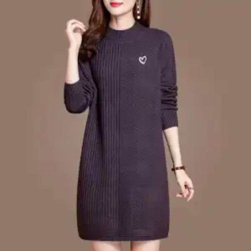 Mid-length Sweater Skirt Women New Autumn Winter Velvet Thickened Loose Lazy Style Knitted Bottoming Shirt