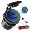 Quick Charge 3.0 Dual USB Charger Socket,Waterproof 12V/24V USB Outlet Dual Charger Socket with Touch Switch DIY Kit for Car, Golf Cart, Boat and More