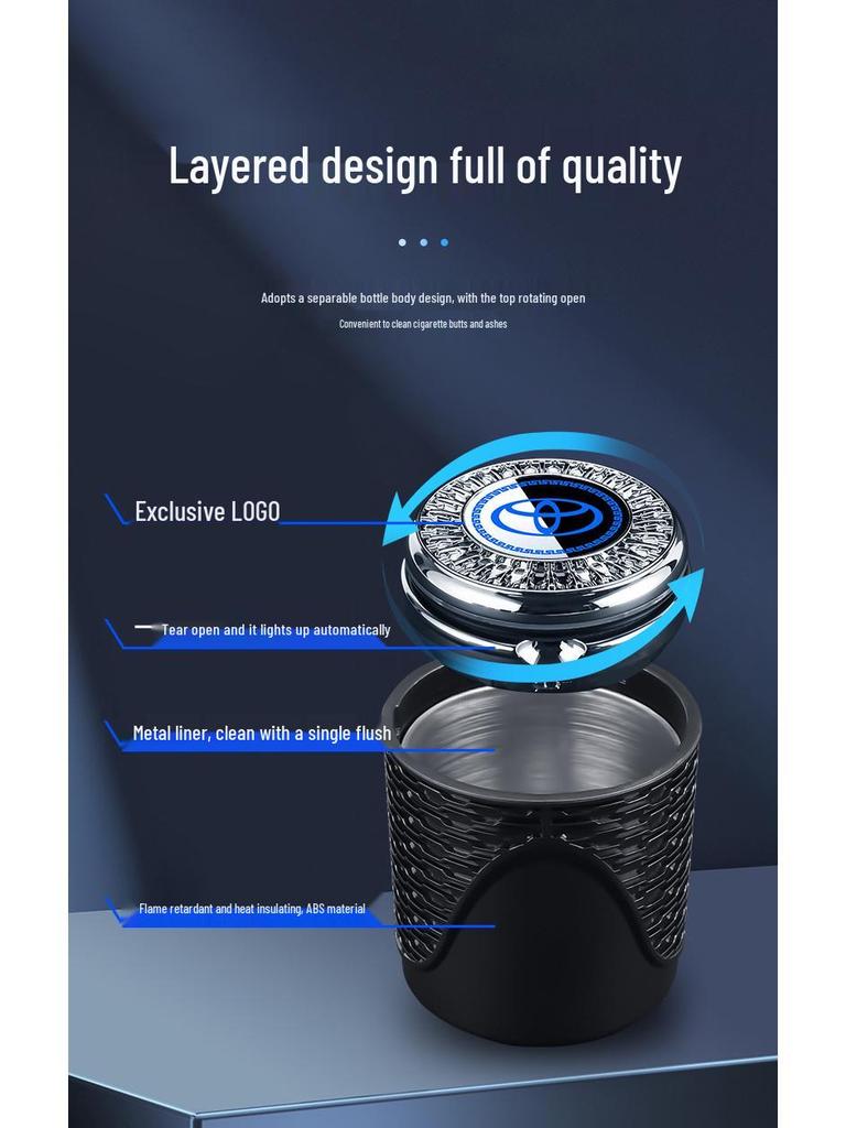 Compatible Lynk & Co Ashtrays for Models 03, 09, 01, 06, 05, 02, ZERO - With Cover & LED Light.