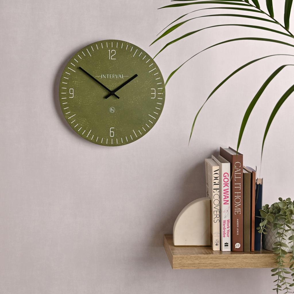 Interval Resin Wall Clock 30cm - Olive
