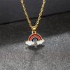 Cartoon Cute Necklace with Rainbow and Cloud Pendant Colorful Funny Alloy Chain Lobster Clasp Fashion Jewelry Gift for Women Men