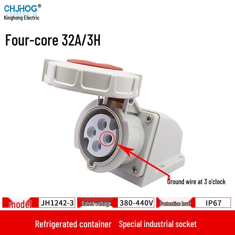 Marine 4-Pin 32A Generator Socket 380V 3H Terminal Special Plug